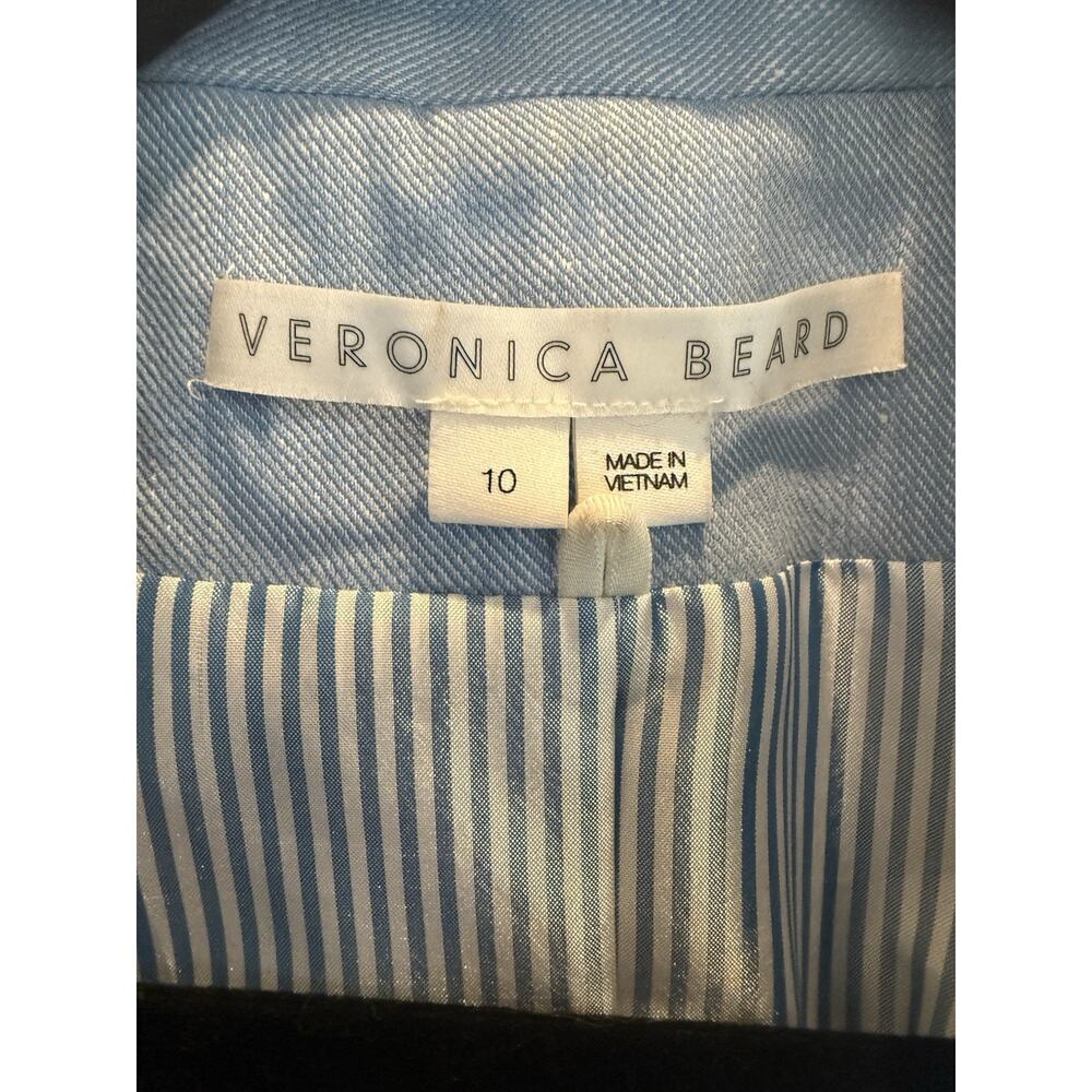 Veronica Beard Diego Linen Dickey Blazer Size 10 in Lake Blue - Picture 2 of 7